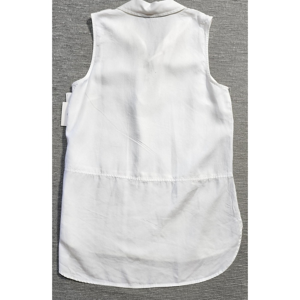 Ellen Tracy White Tencel Lyocell Lace Up Sleeveless Tunic Top Blouse Medium NWT - Picture 7 of 8